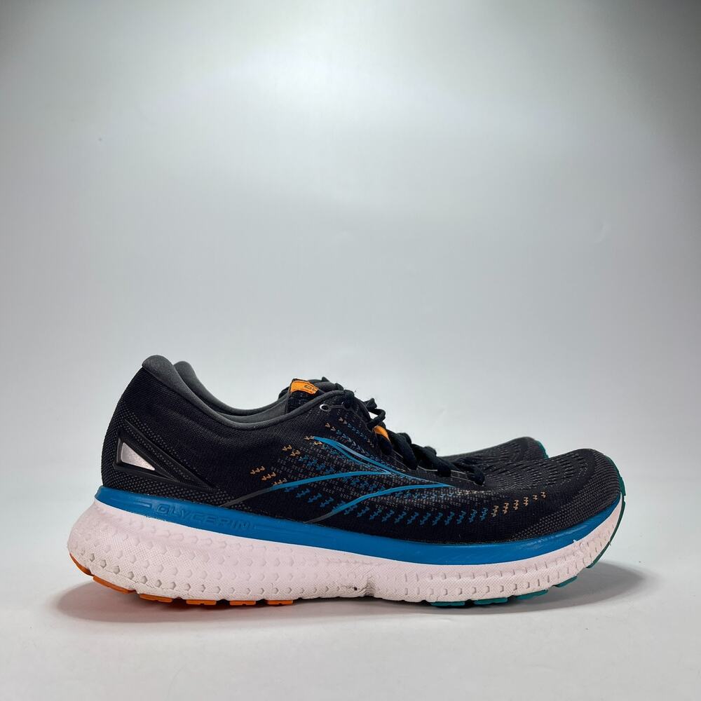 Brooks Glycerin GTS 19 Black Blue Orange Running Shoes 1103561D034 Men's Sz 11.5